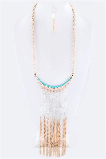 LA JEWELRY PLAZA, Gem Stone Nugget Necklace, 18-QNE10408/AJ306