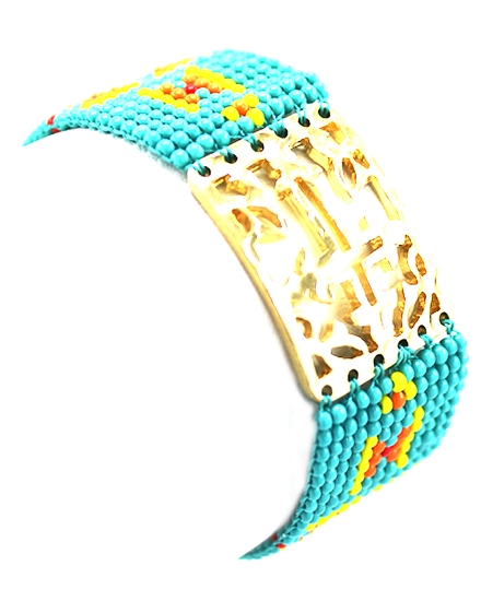 BEAUTYSIS, Turquoise Seed Bead Bracelet, FB1414TQ