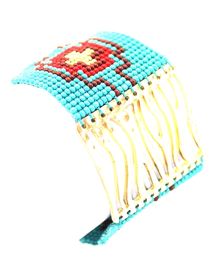 BEAUTYSIS, FB1443, TurquoiseSeedBeadBracelet