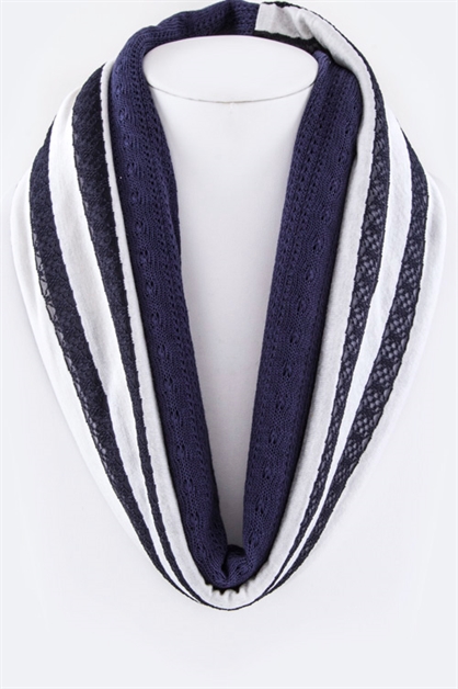LA JEWELRY PLAZA, Stripes and Lace Scarf, 131-PSRS4514