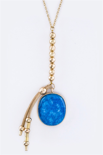 LA JEWELRY PLAZA, Semi Precious Pebble Necklace, 41-HN9556/AN604-605