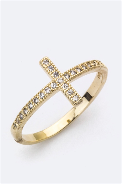 LA JEWELRY PLAZA, CZ Cross Ring, 98-CW1781-NW