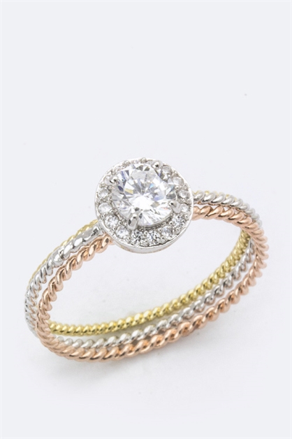 LA JEWELRY PLAZA, 3 Tone CZ Triple Ring, 98-CW1828