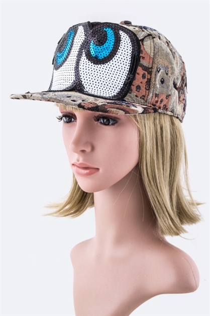LA JEWELRY PLAZA, Sequins Eye Teddy Jacquard Cap, 98-HAT950418/MH017