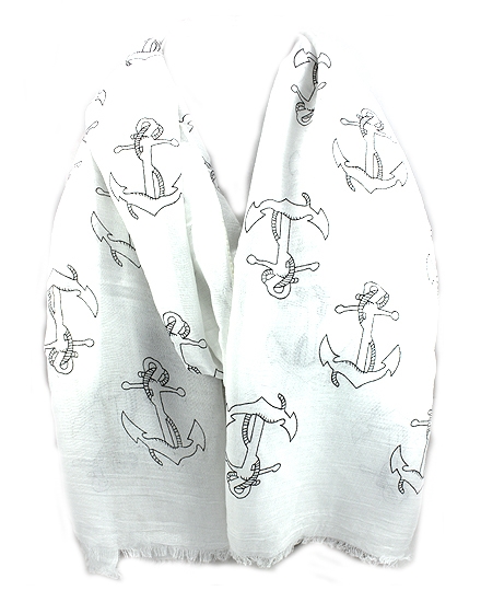 BEAUTYSIS, Black Anchor Scarf, JS926WH
