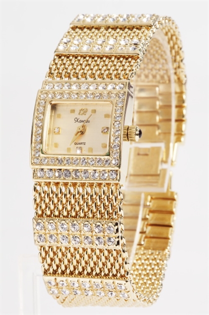 LA JEWELRY PLAZA, Crystal Mesh Bracelet Watch, 01-7699S