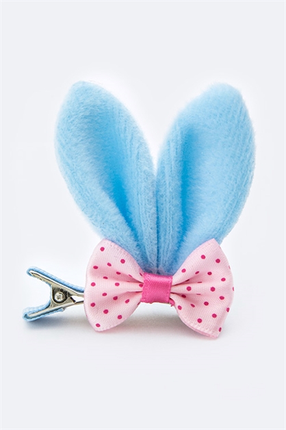LA JEWELRY PLAZA, Bow Fluffy Bunny Ear Clip Pack, 128-Bunny1-AS/MN010
