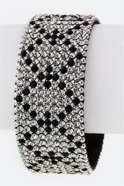 LA JEWELRY PLAZA, Geo Pattern Crystal Cuff, 98-NUMBER/BJ088
