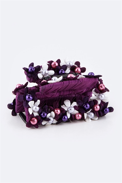 LA JEWELRY PLAZA, Satin Wraped Flower Hair Clip, 99-BC1011/MG019-022