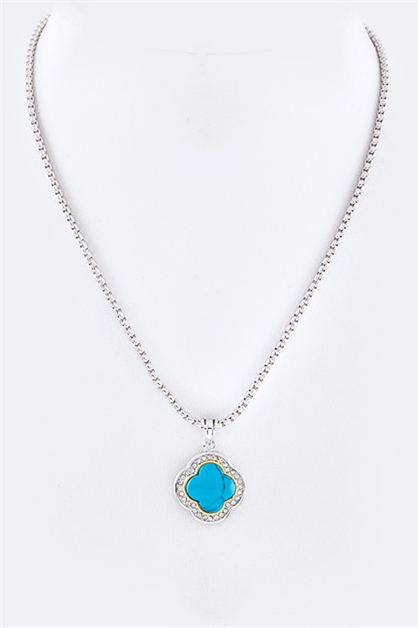 LA JEWELRY PLAZA, Turquoise Clover Pendant, 57-GKY-686P/AW309
