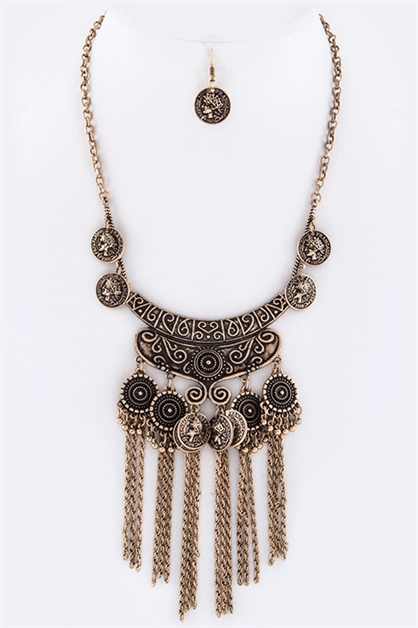 LA JEWELRY PLAZA, Coin and Disk Iconic Necklace, 60-SYN25707/AN357