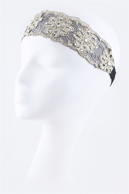 LA JEWELRY PLAZA, Lurex Flower Stretch Headband, 27-HS103X124/MR-3