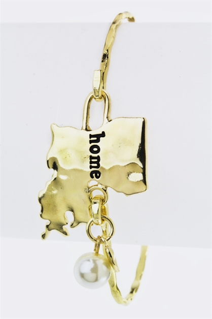 LA JEWELRY PLAZA, Louigiana Map Hook Bangle, 27-BR259X147-LA/AG833