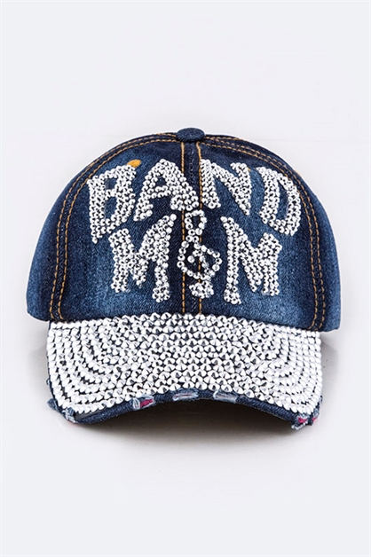 LA JEWELRY PLAZA, BAND MOM Embelished Denim Cap, 39-HT277X045/MH009