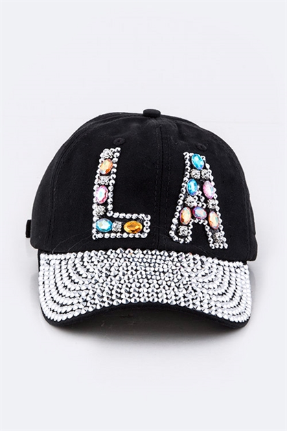 LA JEWELRY PLAZA, Crystal LA Embellished Hat, 39-HT277X051/MH020