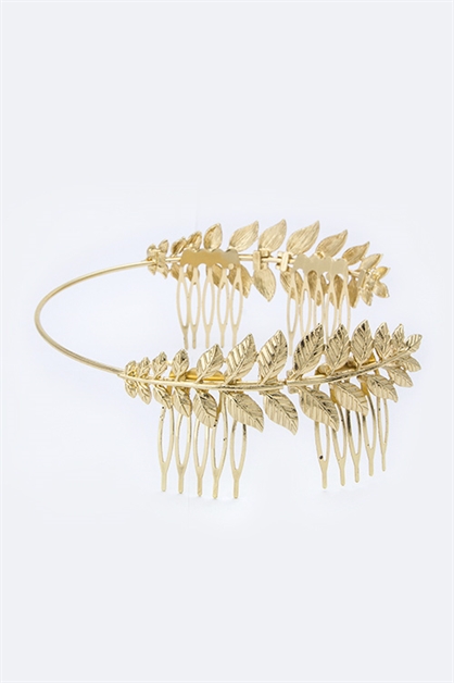 LA JEWELRY PLAZA, Metal Leaf Crown Headband, 60-YBBH11/MG054