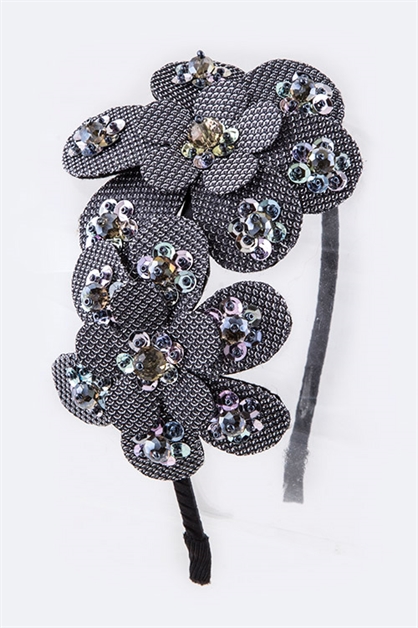 LA JEWELRY PLAZA, Double Flower Headband, 98-BH1053/MF073-74