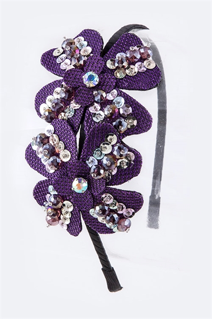 LA JEWELRY PLAZA, Flower Sequins Headband, 98-BH1042/MF075