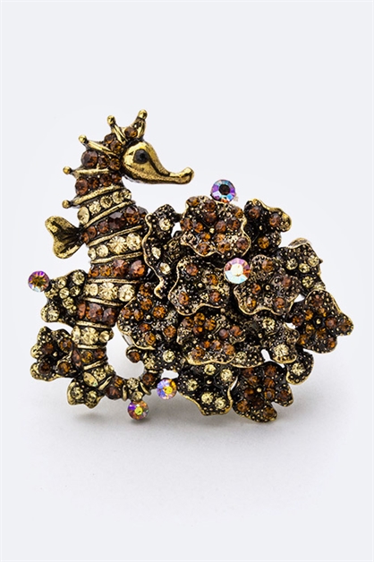 LA JEWELRY PLAZA, Seahorse Coral Crystal Ring, 98-R3269/AY165