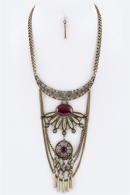 LA JEWELRY PLAZA, Filigree Fringe Bar Necklace, 82-GVNE0034/AL409
