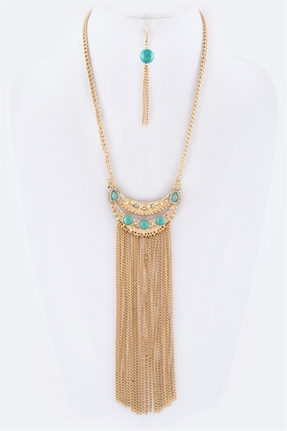 LA JEWELRY PLAZA, Crescent Bar Fringe Chain, 56-HN5754/BA535