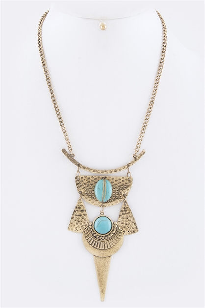 LA JEWELRY PLAZA, Stone Tribal Icon Necklace, 69-NS3207/BB339