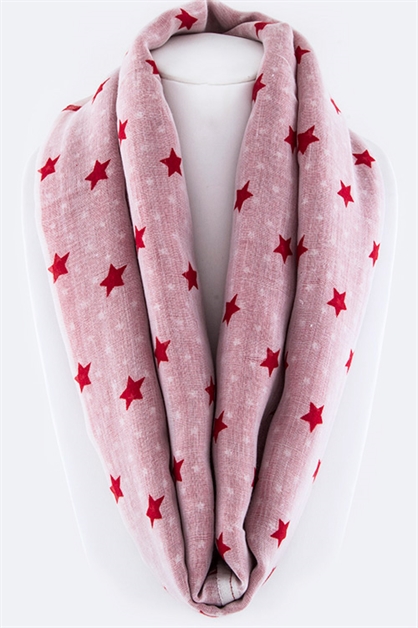 LA JEWELRY PLAZA, 2 Tone Star Printed  Scarve, 110-LOF4043/MA023