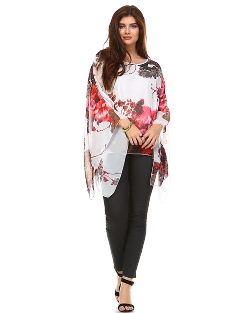 OH SO CALI CLOTHING, Chiffon Floral Print Tunic, SU1637