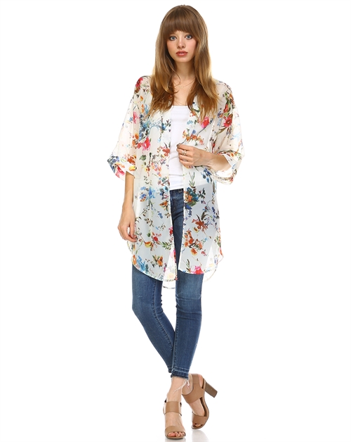 OH SO CALI CLOTHING, Floral Long Kimono, SU1631