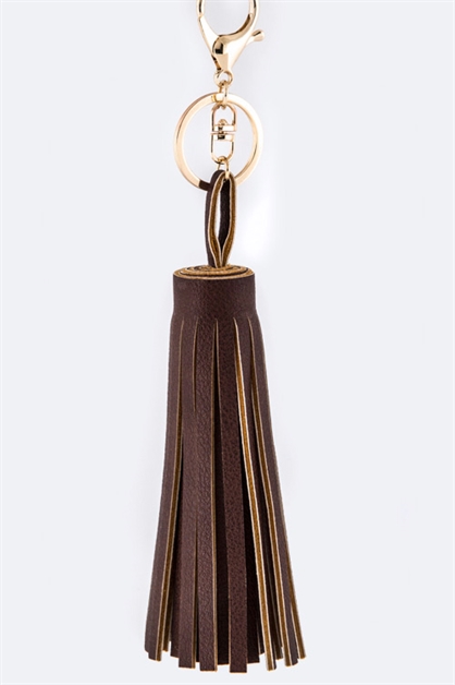 LA JEWELRY PLAZA, Leather Tassel Key Charm, 128-EMK8063G0/AA-SIDE
