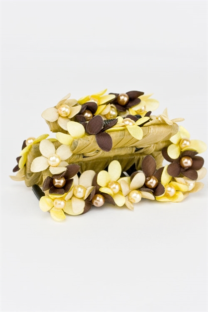 LA JEWELRY PLAZA, Fabric FlowerBead Hair Clip, 99-BC1008/MG015-018