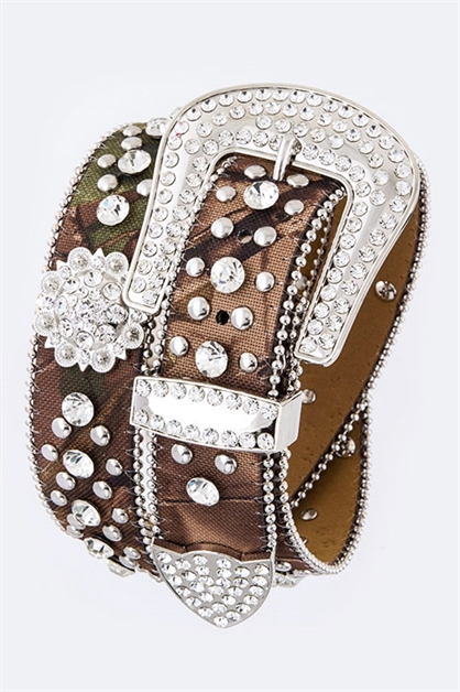 LA JEWELRY PLAZA, Flower Camo Western Belt, 98-6140-NW