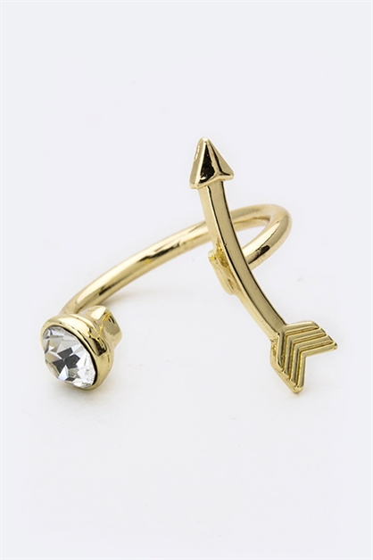 LA JEWELRY PLAZA, Arrow Crystal  Open Ring, 18-HR2443/AY165