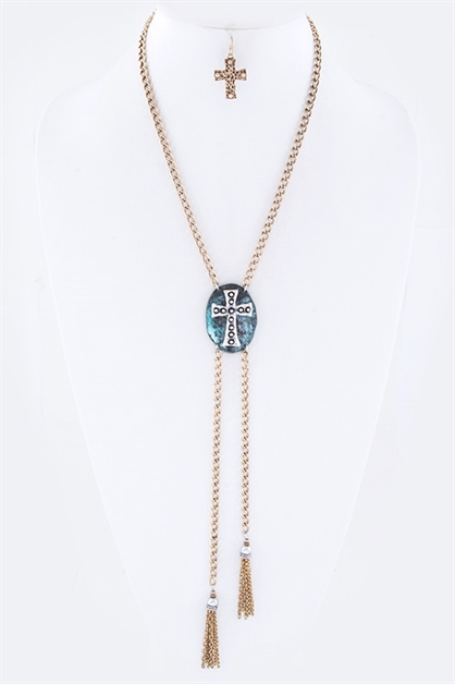 LA JEWELRY PLAZA, Cross Concho Bolo Tie Necklace, 69-YHK061-AR331