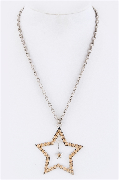 LA JEWELRY PLAZA, Crystal Star Pendant Necklace, 98-SP19072-BG042