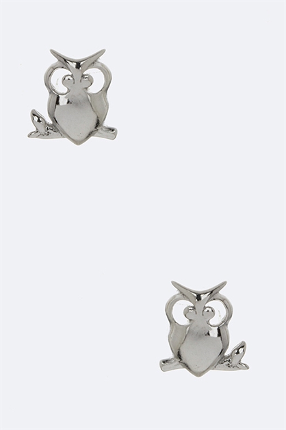 LA JEWELRY PLAZA, Sterling Silver Owl Studs, 98-SS0025/BOX-1