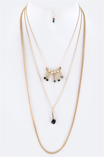 LA JEWELRY PLAZA, Crystal Drop Layered Necklace , 28-S3234/AN341