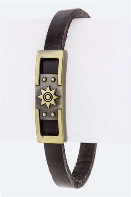 LA JEWELRY PLAZA, Star Tag Leather Bracelet, 110-2060/AD653