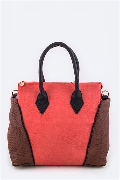 LA JEWELRY PLAZA, Mix Textured Contrast Handbag, 81-CP717/MM005
