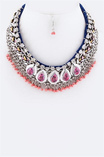 LA JEWELRY PLAZA, Fringe Beads Mix Necklace, 84-6489/AZ239