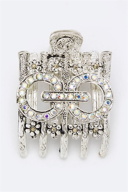 LA JEWELRY PLAZA, Crystal Hair Clip, 98-LTT309-SILVER-BG186