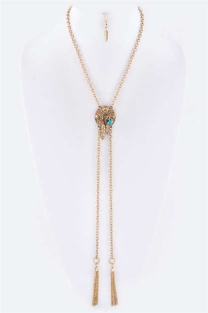 LA JEWELRY PLAZA, Feather N Medalion  Necklace, 69-NS5239/AA393