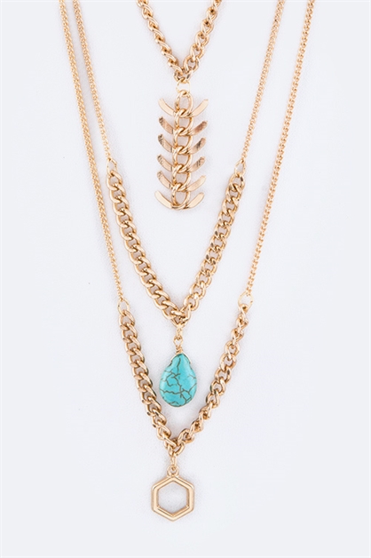 LA JEWELRY PLAZA, Teardrop  Fishbone Necklace, 18-TNE11308/AM312
