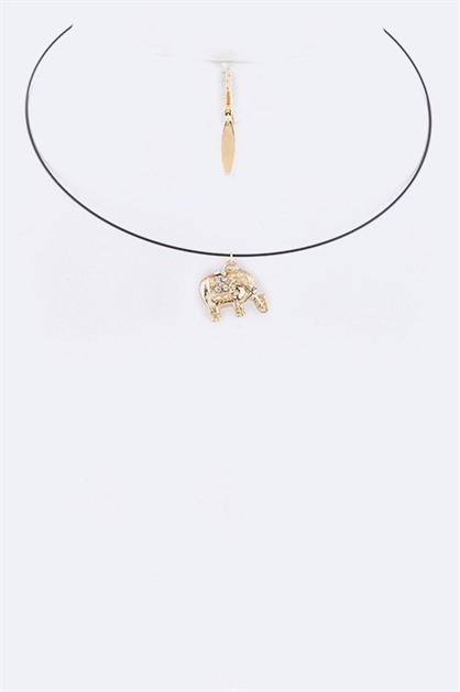LA JEWELRY PLAZA, Crystal Elephant Charm Choker , 69-NS5513/AK397
