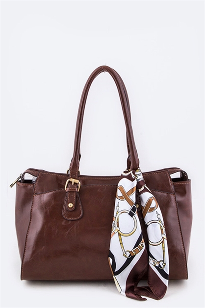 LA JEWELRY PLAZA, Scarf Accent Fashion Hand Bag, 112-MS1251