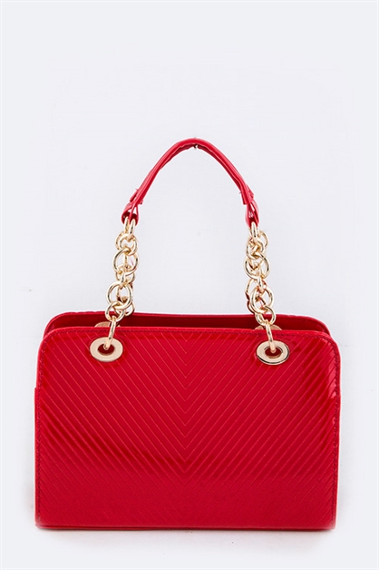 LA JEWELRY PLAZA, Chain Handle Vinyl Hand Bag, 81-JH8487/ORDER