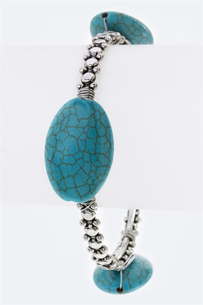 LA JEWELRY PLAZA, Turquoise Pebbles Station Bang, 56-DB3006DD/AW118