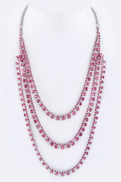 LA JEWELRY PLAZA, Crystal Layered Necklace, 98-LFN0019/BH056