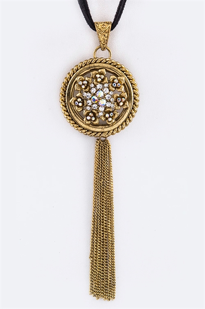 LA JEWELRY PLAZA, Flower Medalion Necklace, 98-HD7546-BH084-5