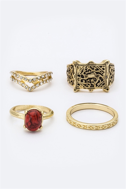 LA JEWELRY PLAZA, Crystal Stone Mix Ring Set, 69-NR0711/AW172